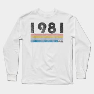 37th Birthday Gift Retro Born in May of 1981 Long Sleeve T-Shirt